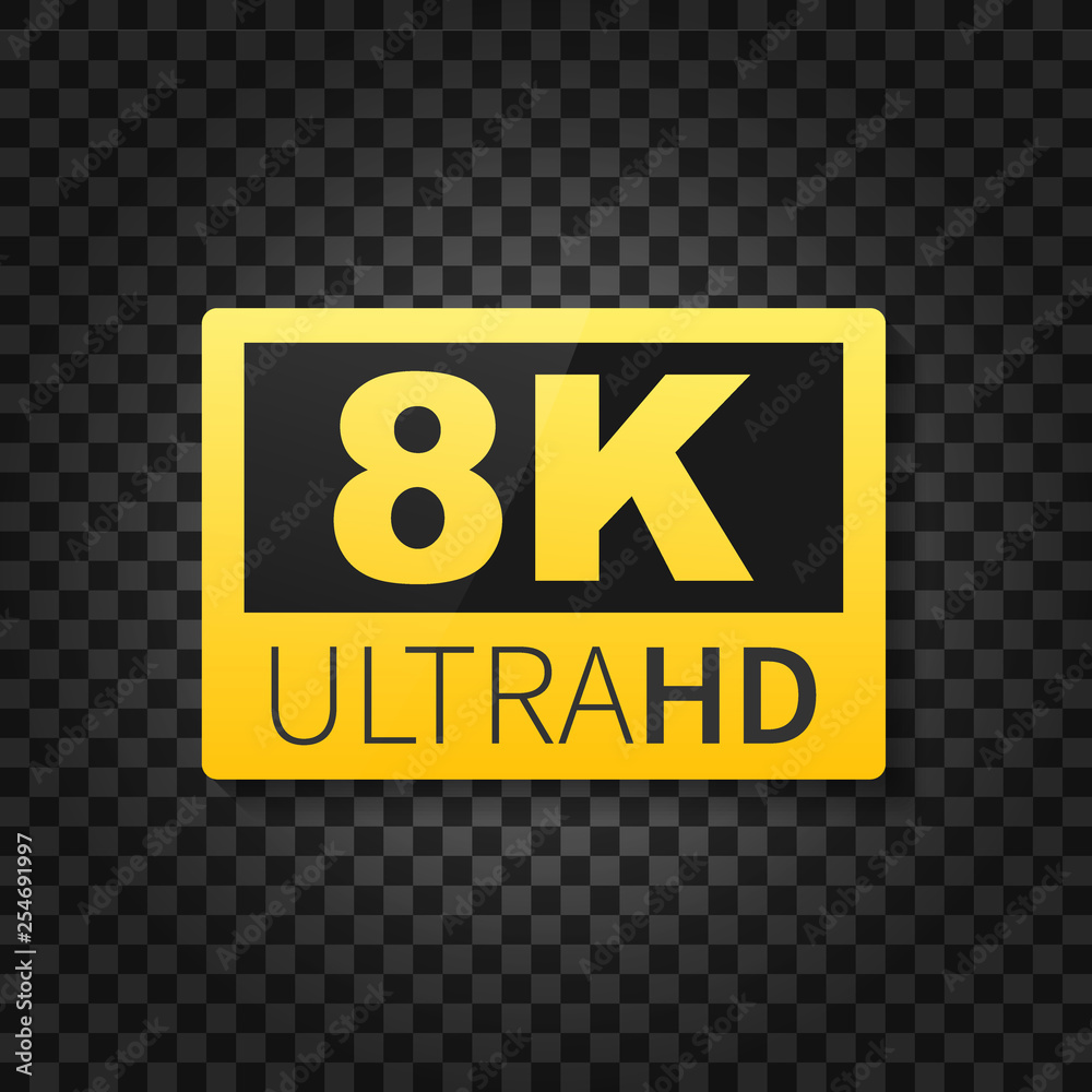 8K Ultra HD label. High technology. LED television display. Vector illustration. 8K Ultra HD label. High technology. LED television display. Vector illustration.