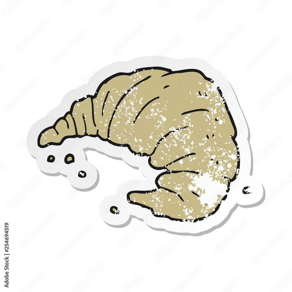 retro distressed sticker of a cartoon croissant retro distressed sticker of a cartoon croissant