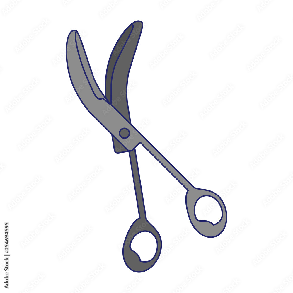 Surgical scissor medical utensil blue lines Surgical scissor medical utensil blue lines