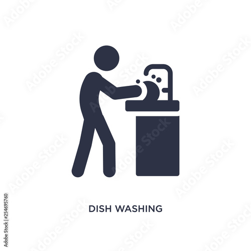 dish washing icon on white background. Simple element illustration from activity and hobbies concept.