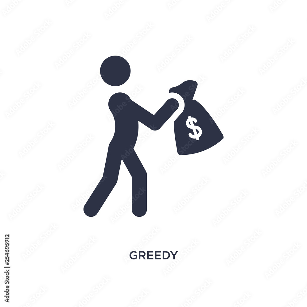 greedy icon on white background. Simple element illustration from activity and hobbies concept. greedy icon on white background. Simple element illustration from activity and hobbies concept.