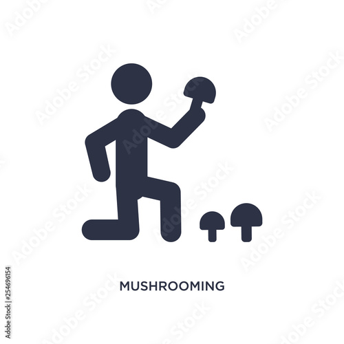 mushrooming icon on white background. Simple element illustration from activity and hobbies concept.