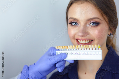 beautiful girl at the reception at the dentist