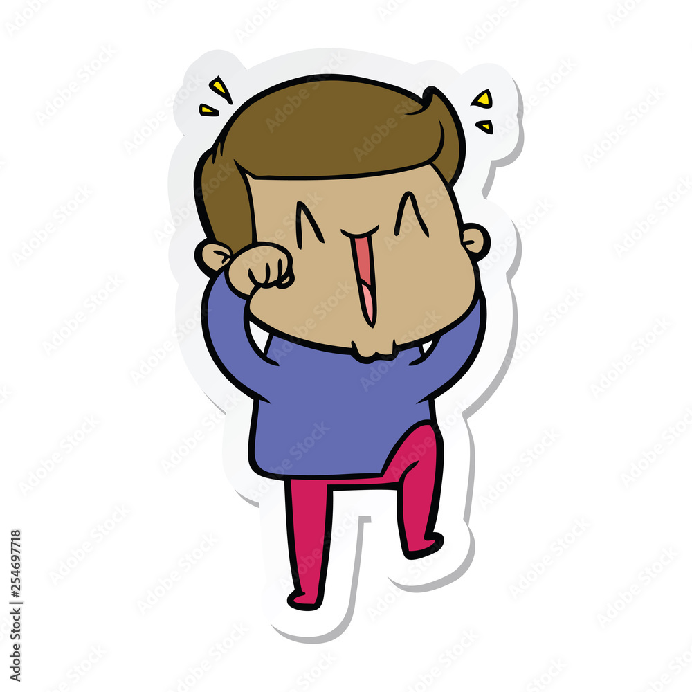 sticker of a cartoon excited man sticker of a cartoon excited man