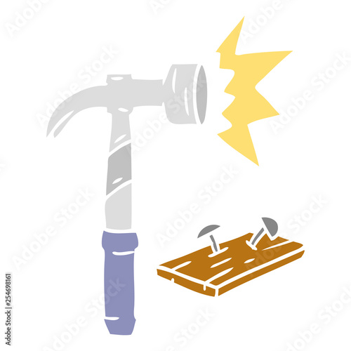 cartoon doodle of a hammer and nails