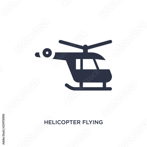 helicopter flying icon on white background. Simple element illustration from airport terminal concept.