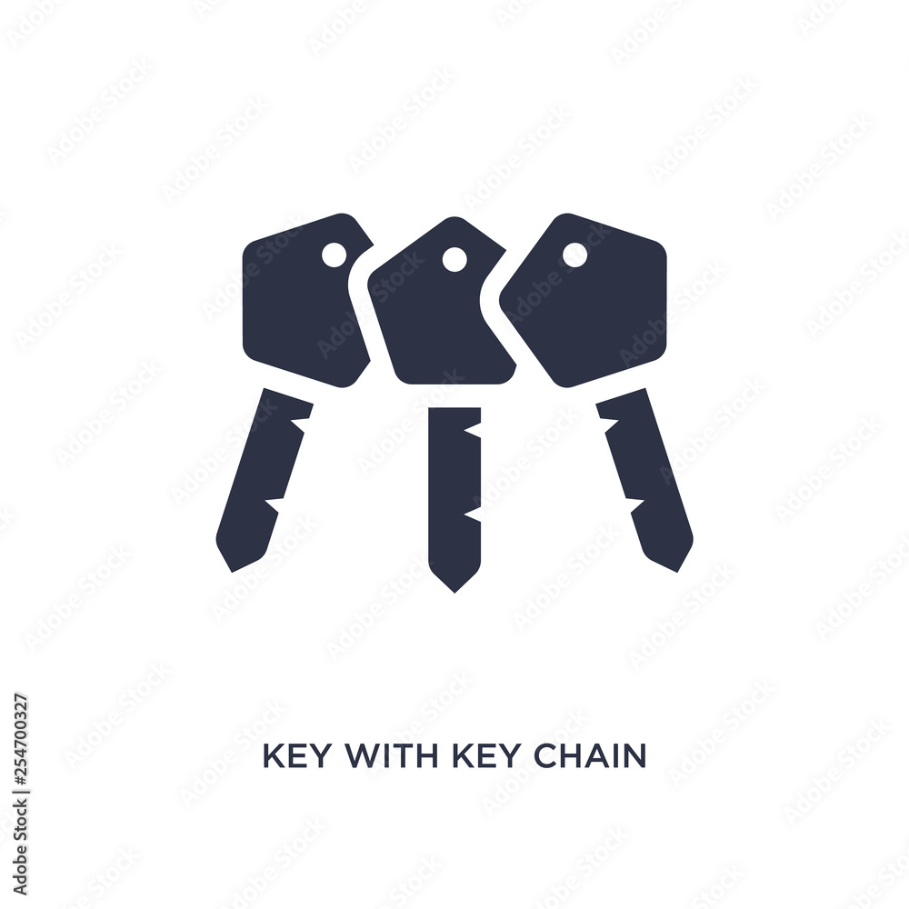 key with key chain icon on white background. Simple element illustration from airport terminal concept. key with key chain icon on white background. Simple element illustration from airport terminal concept.