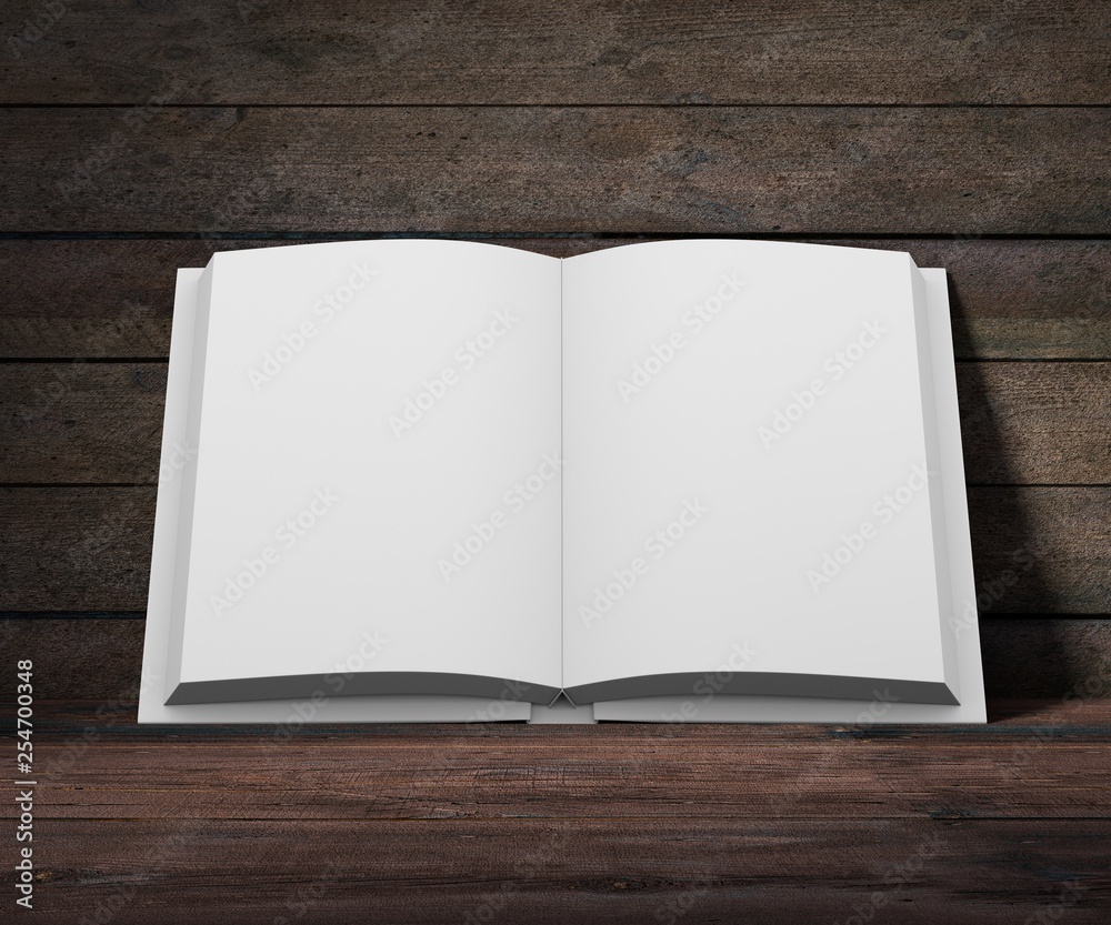 Opened empty book template. 3D rendering. Opened empty book template. 3D rendering.