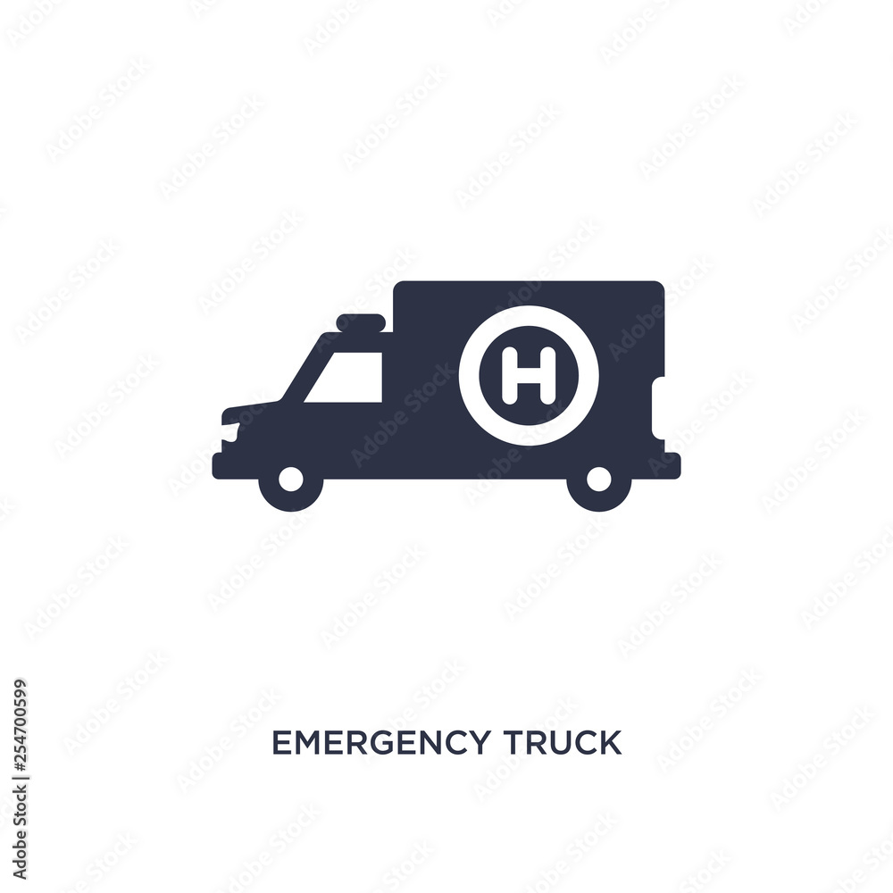 emergency truck icon on white background. Simple element illustration from airport terminal concept. emergency truck icon on white background. Simple element illustration from airport terminal concept.