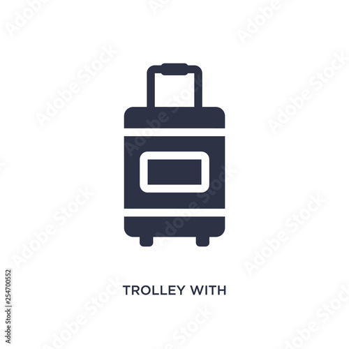 trolley with luggage icon on white background. Simple element illustration from airport terminal concept.