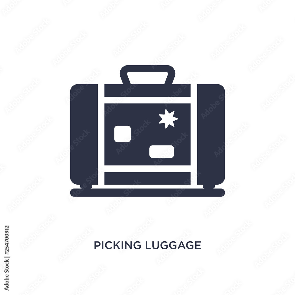 picking luggage icon on white background. Simple element illustration from airport terminal concept. picking luggage icon on white background. Simple element illustration from airport terminal concept.