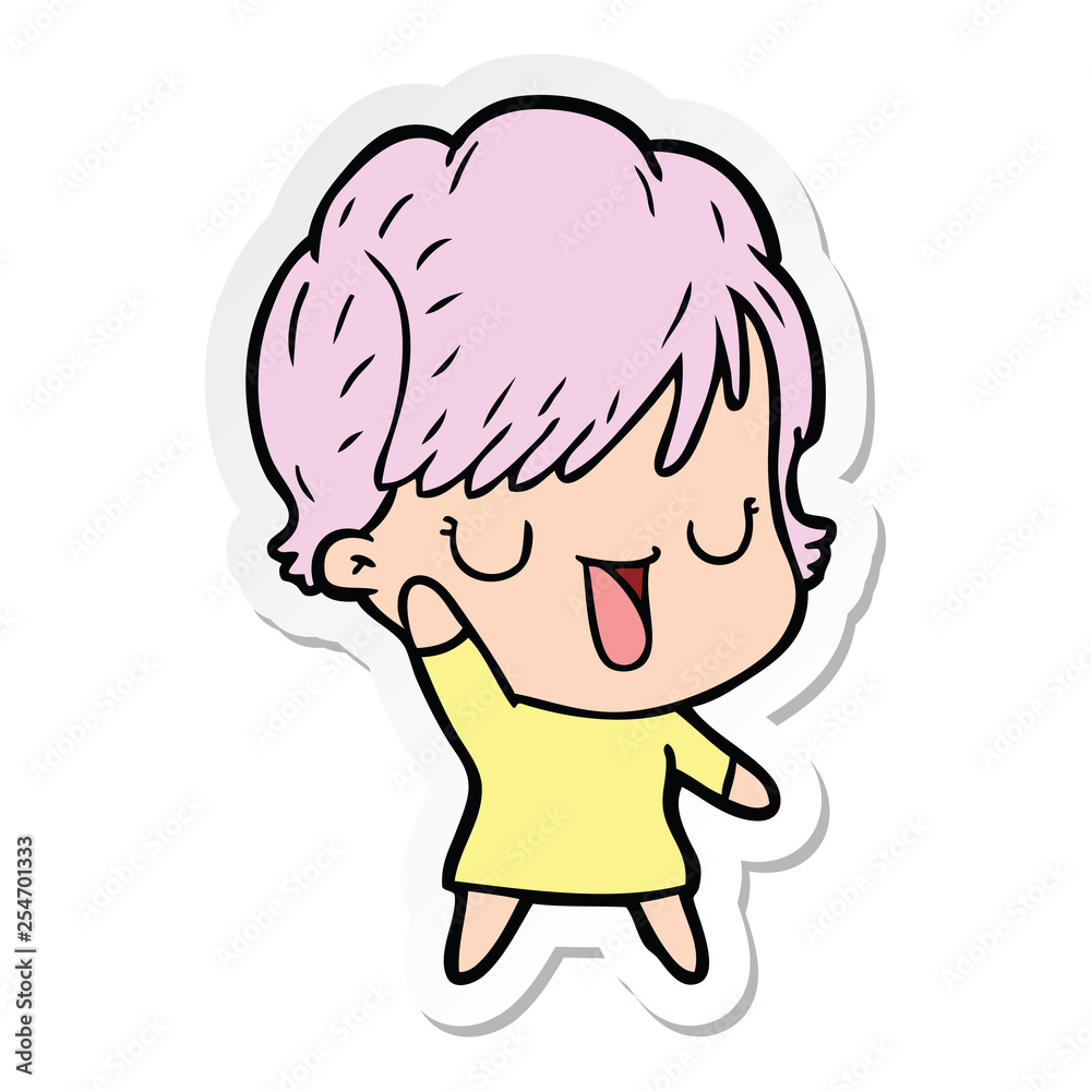 sticker of a cartoon woman talking