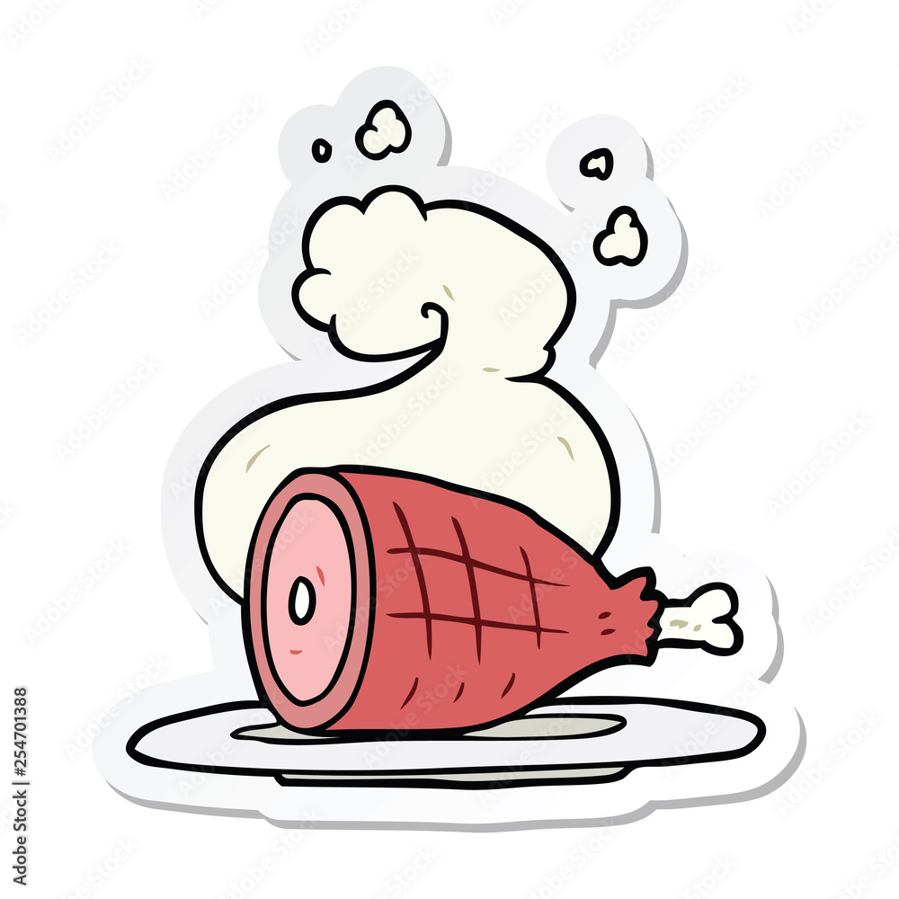 sticker of a cartoon cooked meat