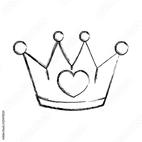 grunge metal crown object with heart design