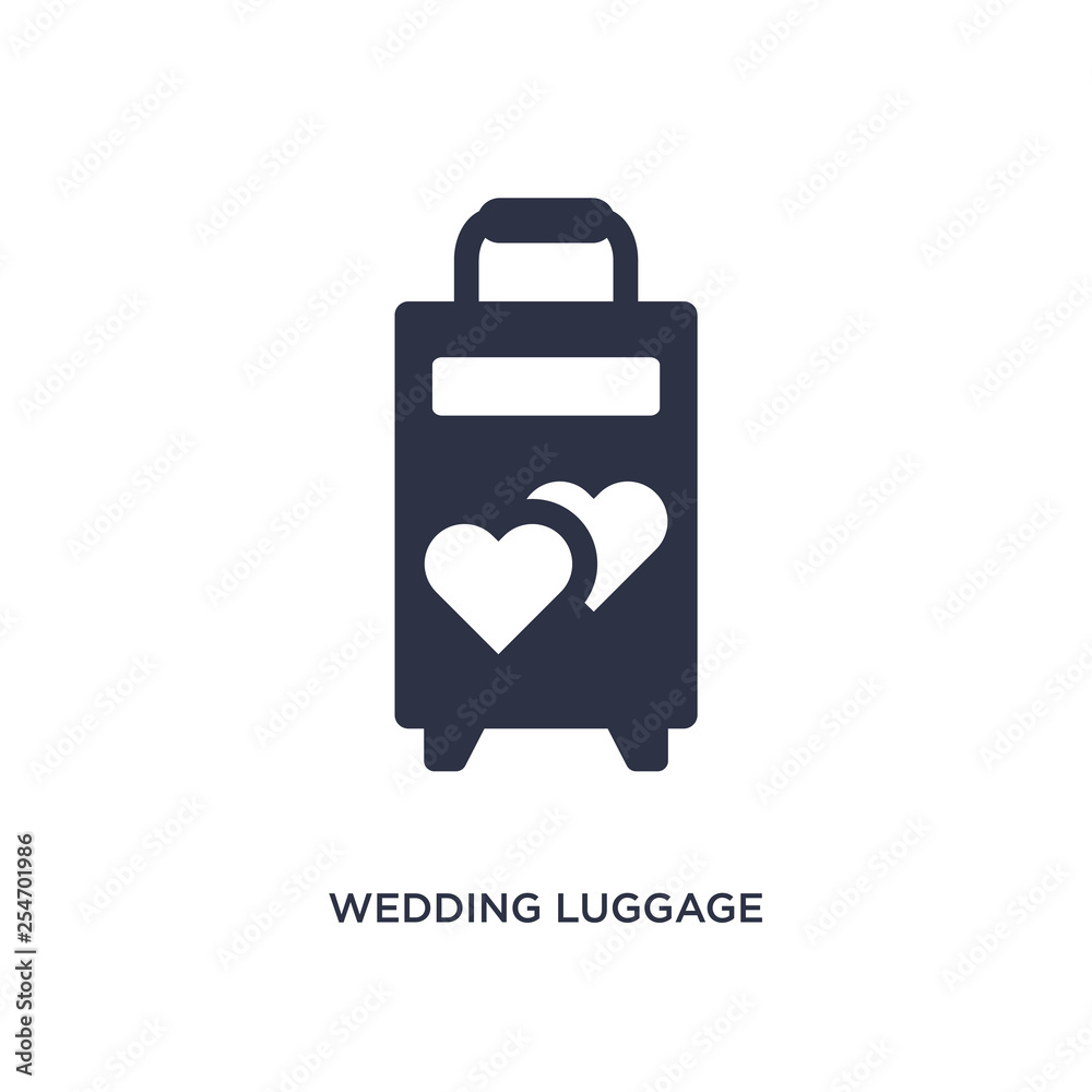 wedding luggage icon on white background. Simple element illustration from birthday party and wedding concept. wedding luggage icon on white background. Simple element illustration from birthday party and wedding concept.
