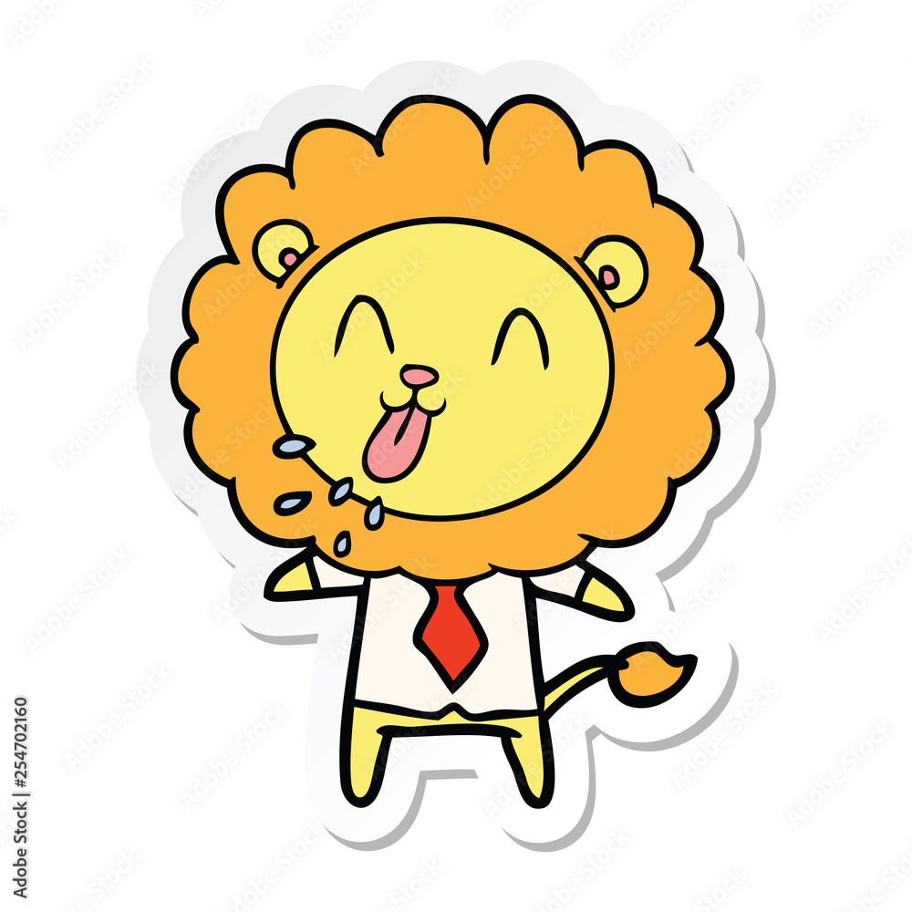 sticker of a happy cartoon lion sticker of a happy cartoon lion