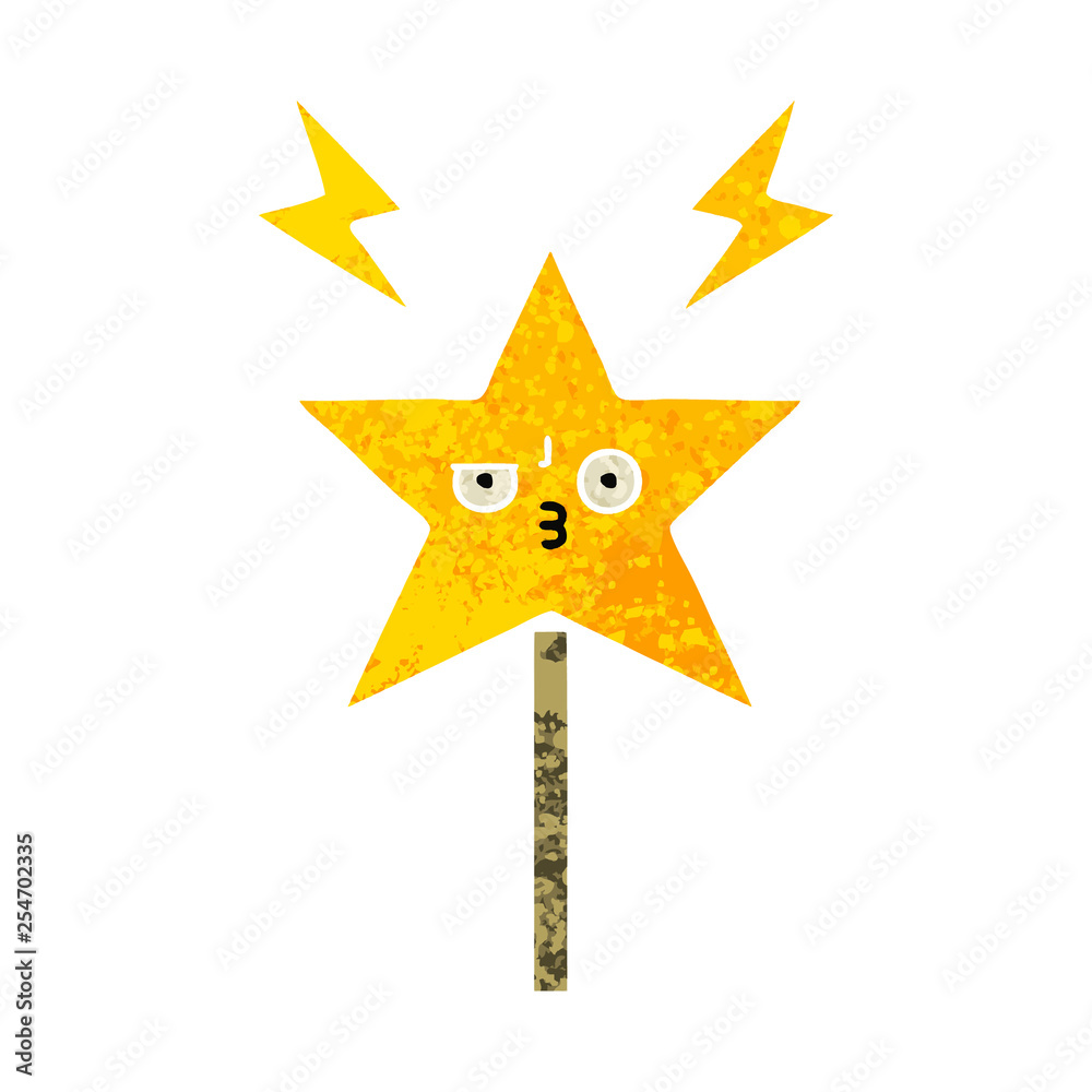 retro illustration style cartoon magic wand retro illustration style cartoon magic wand