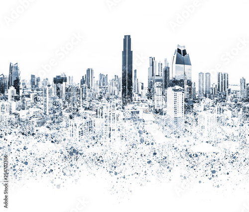 Fototapeta Naklejka Na Ścianę i Meble -  city skyline graphic illustration , abstract  cityscape background -