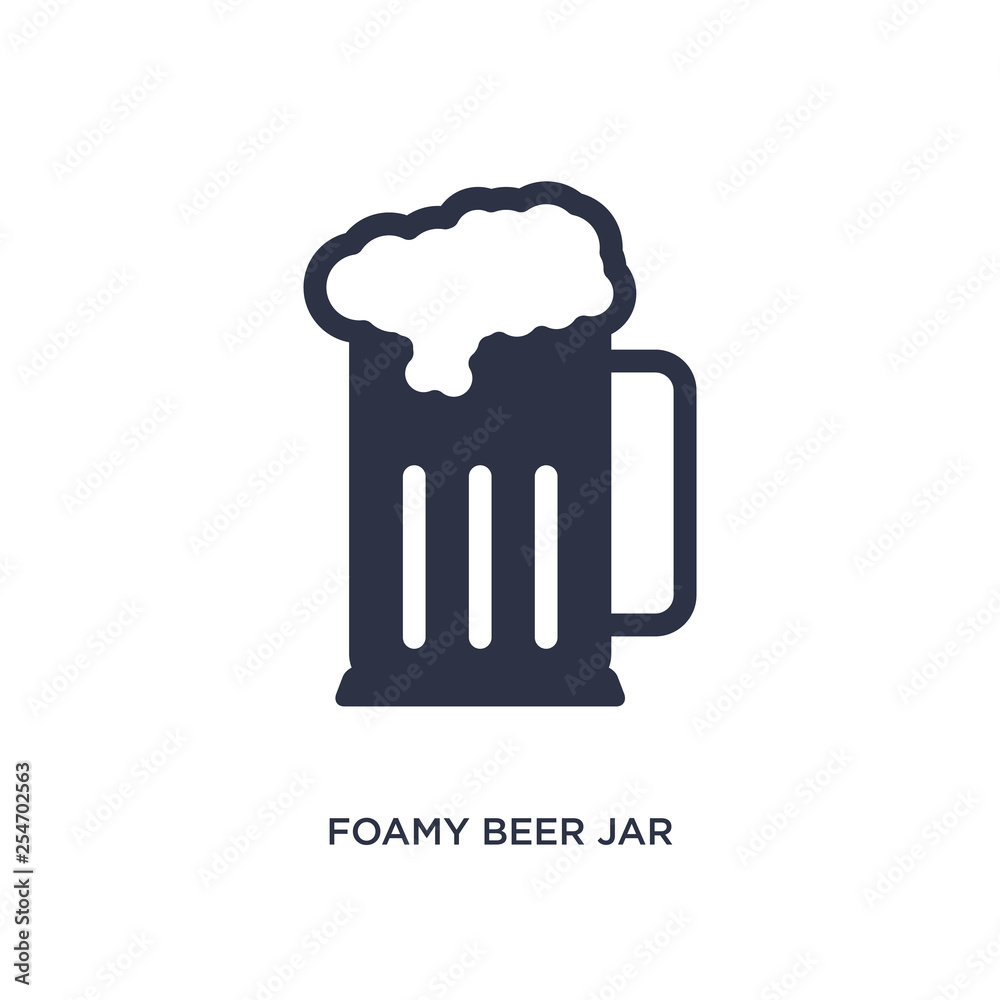 foamy beer jar icon on white background. Simple element illustration from bistro and restaurant concept. foamy beer jar icon on white background. Simple element illustration from bistro and restaurant concept.