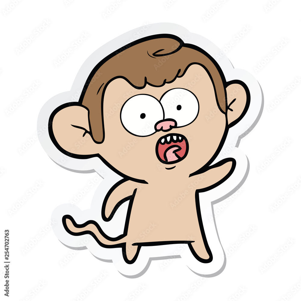 Fototapeta premium sticker of a cartoon shocked monkey