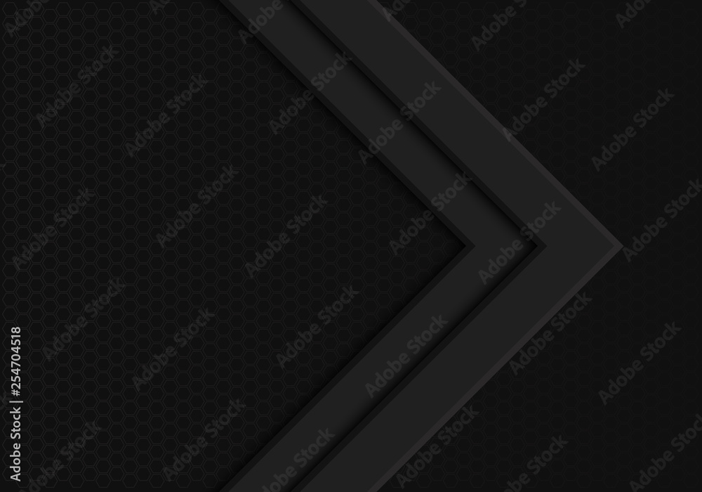 Abstract black arrow direction on dark hexagon mesh design modern futuristic background vector illustration. Abstract black arrow direction on dark hexagon mesh design modern futuristic background vector illustration.