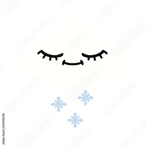 flat color retro cartoon snow cloud