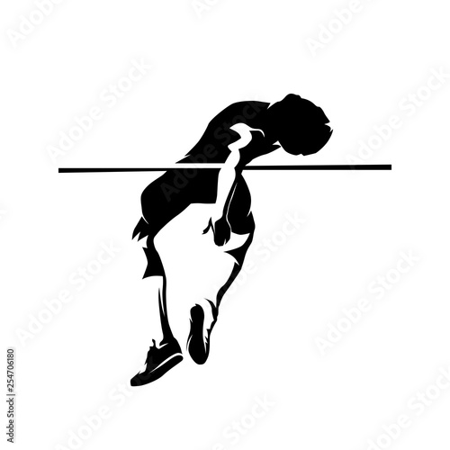 High jump athlete, isolated vector silhouette. Ahtletics, decathlon
