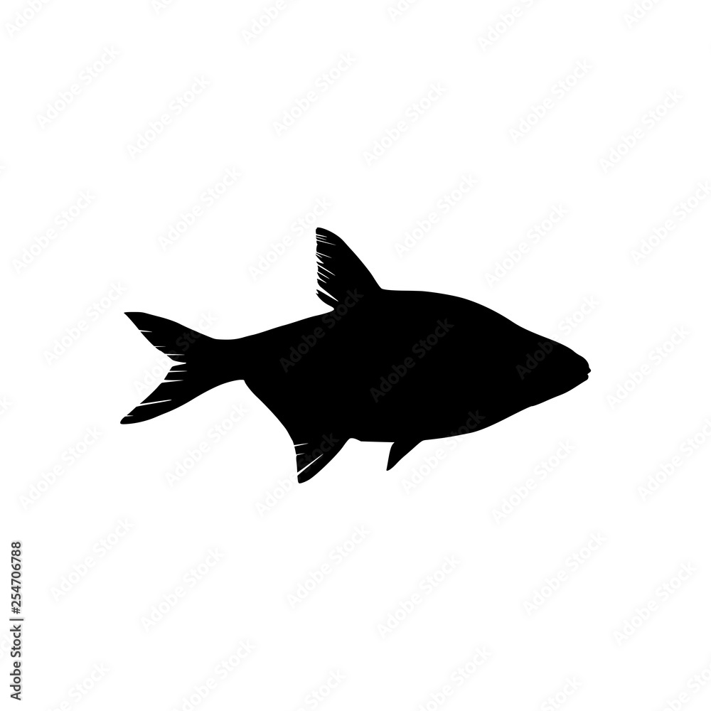 Obraz premium Fish silhouette, simple icon or logo