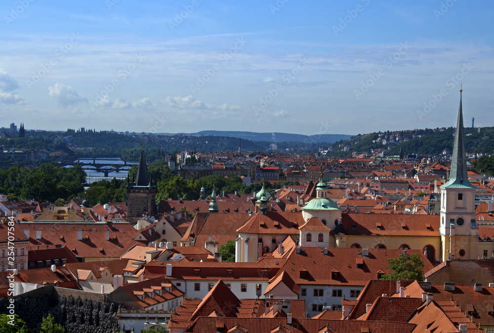 View over the red rooftops of Prague, Czech Republic