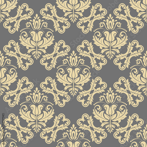 Classic golden seamless vector pattern. Damask orient ornament. Classic vintage background. Orient ornament for fabric  wallpaper and packaging