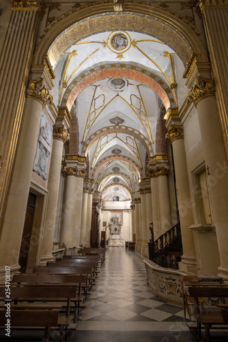 LECCE  Puglia  Italy -  Inside interior of Virgin Mary Cathedral   Basilica di Santa Maria Assunta in Cielo  . Church on Piazza del Duomo square.  Baroque city of Apulia 