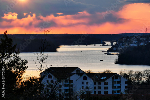 STOCKHOLM, SWEDEN Sunset views over Lake Mälaren from Aspudden. photo