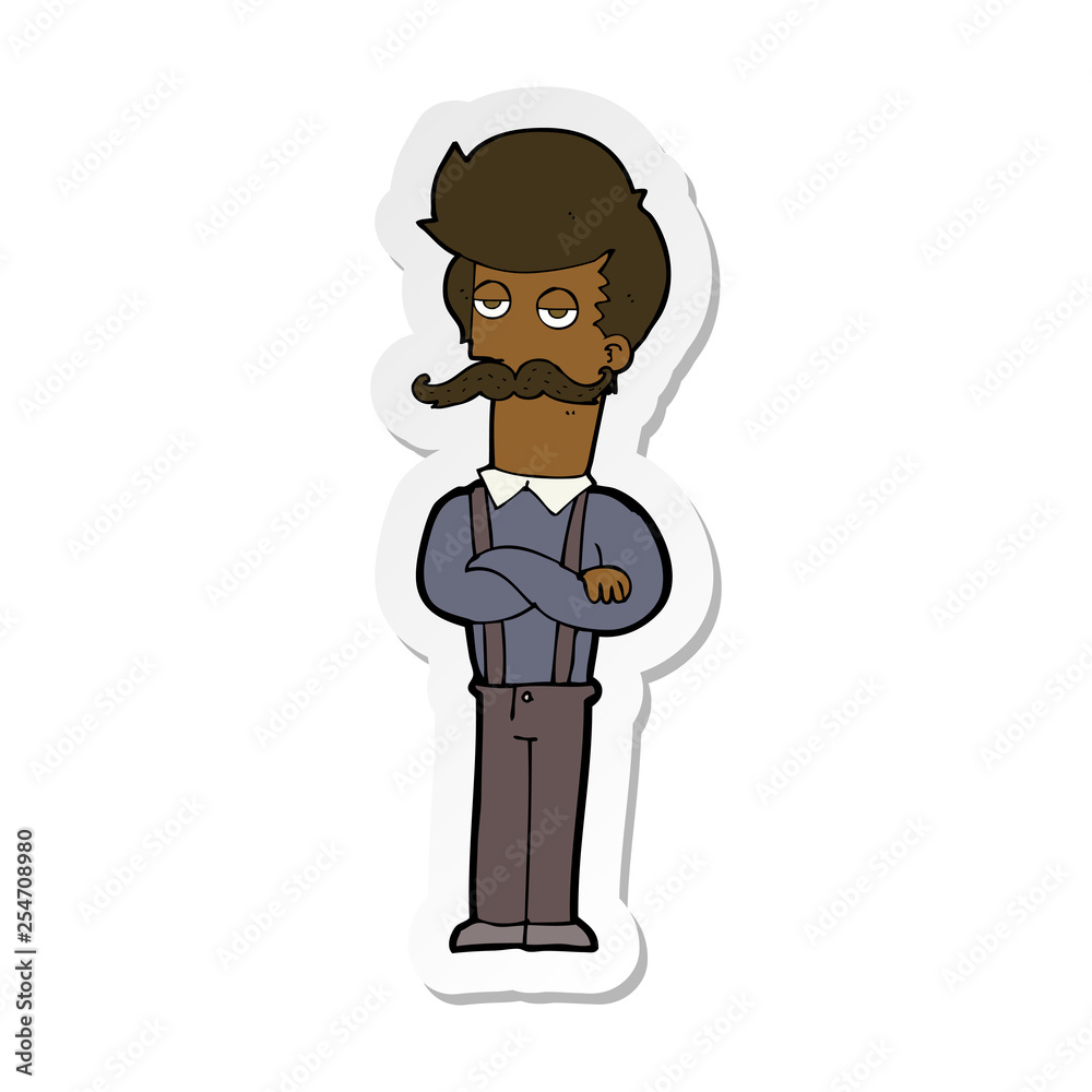 Fototapeta premium sticker of a cartoon man with mustache