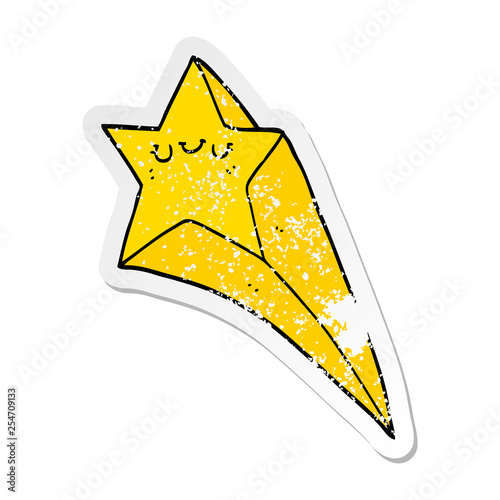 distressed sticker of a cartoon shooting star