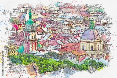 Watercolor sketch or illust...