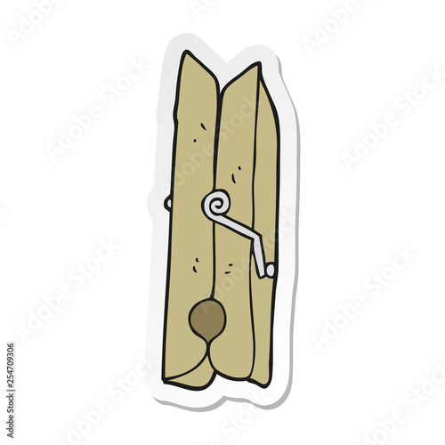 sticker of a cartoon wooden peg