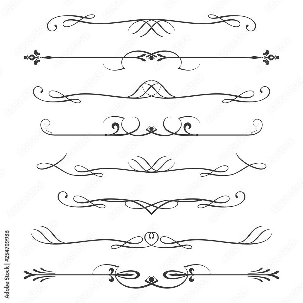 Set of calligraphic design elements- dividers,Thin line decoration objects,