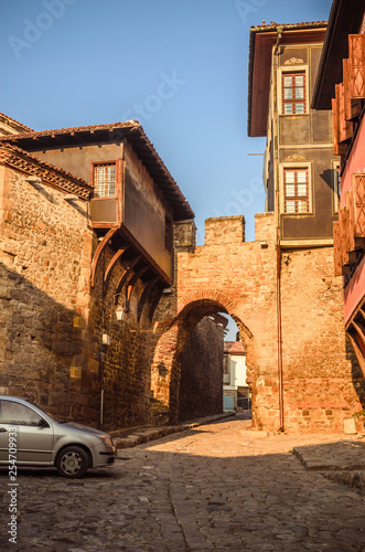 Beautiful street in medieval part of the city Plovdiv, Bulgaria © Olena Zn