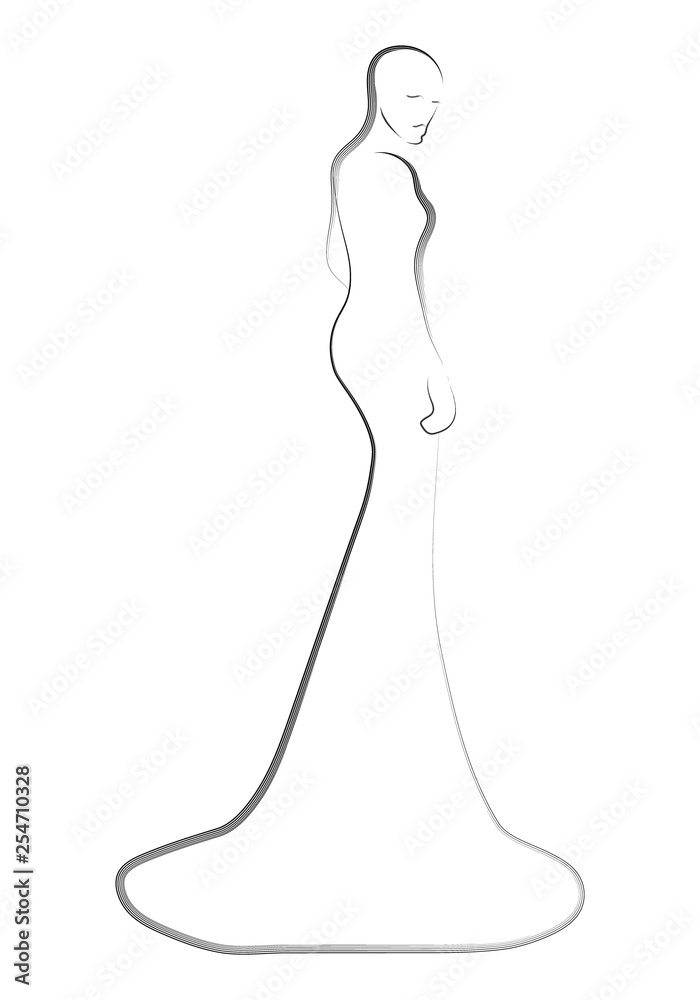 Fashion models in the dress sketch illustration Fashion models in the dress sketch illustration