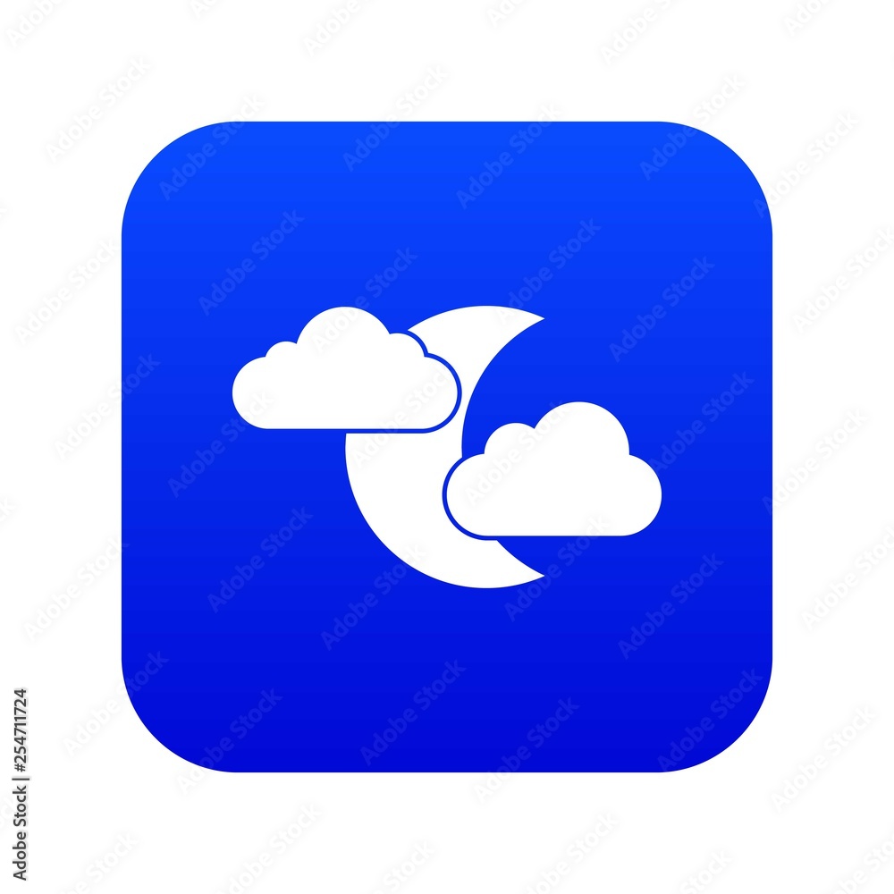 Moon and clouds icon digital blue for any design isolated on white vector illustration Moon and clouds icon digital blue for any design isolated on white vector illustration