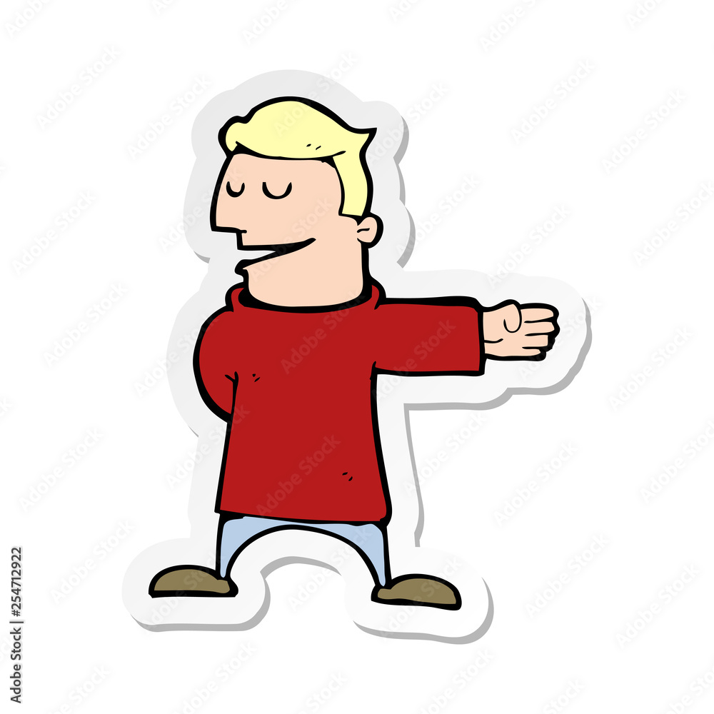 sticker of a cartoon man gesturing direction sticker of a cartoon man gesturing direction