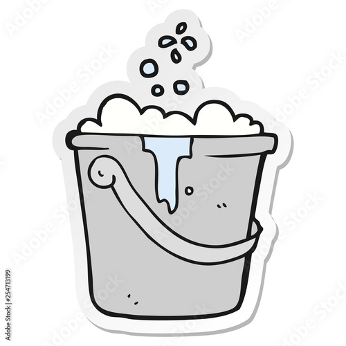 sticker of a cartoon cleaning bucket