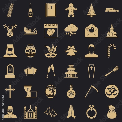 Bible icons set. Simple style of 36 bible vector icons for web for any design