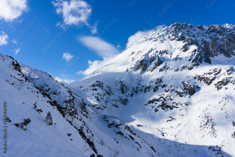 Kozi Wierch peak in winter scenery. High Tatra Mountains.