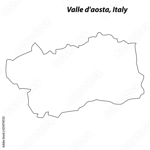 Valle d'aosta - map region of Italy