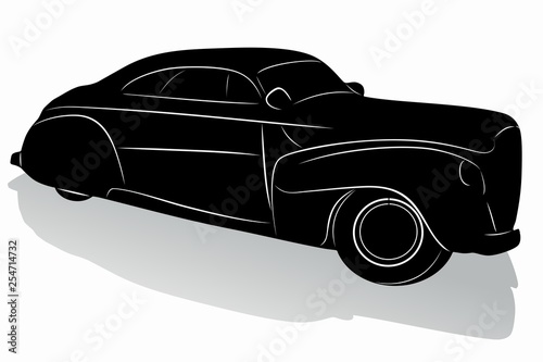 silhouette of old car  vector draw