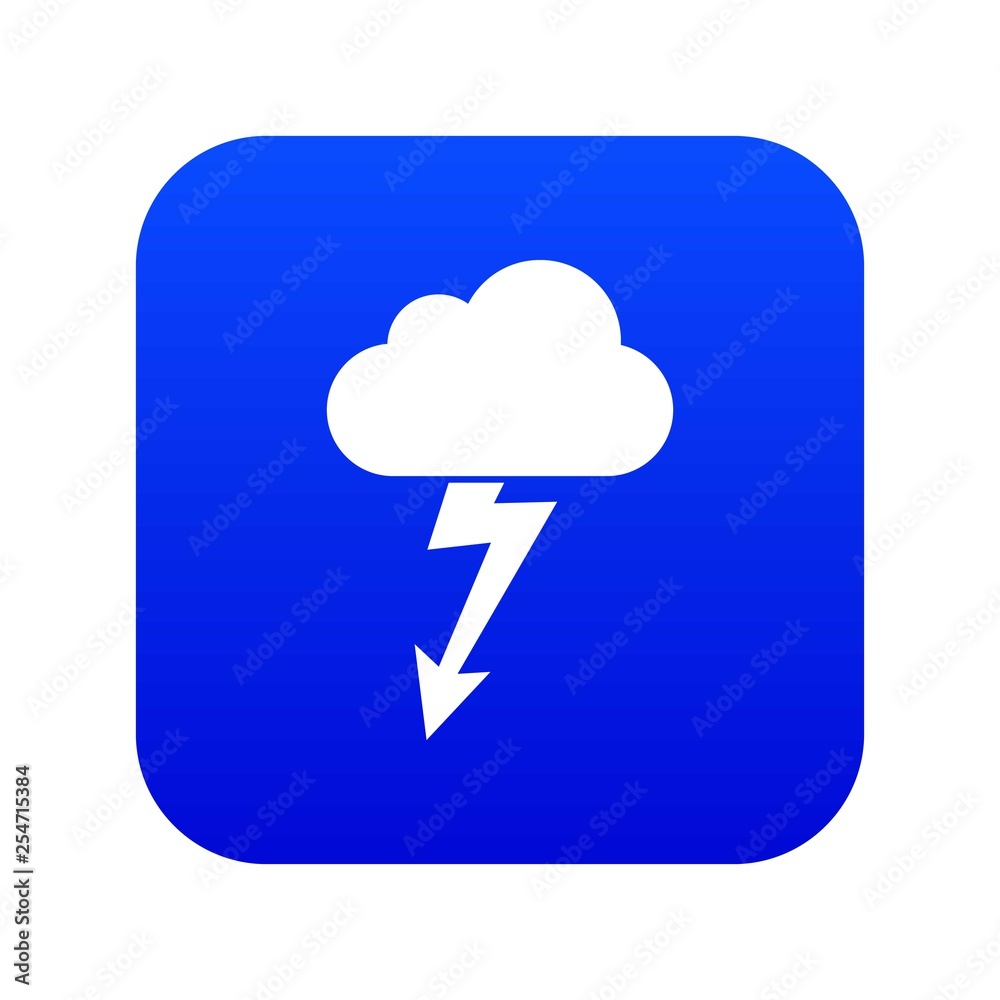 Cloud with lightning icon digital blue for any design isolated on white vector illustration Cloud with lightning icon digital blue for any design isolated on white vector illustration