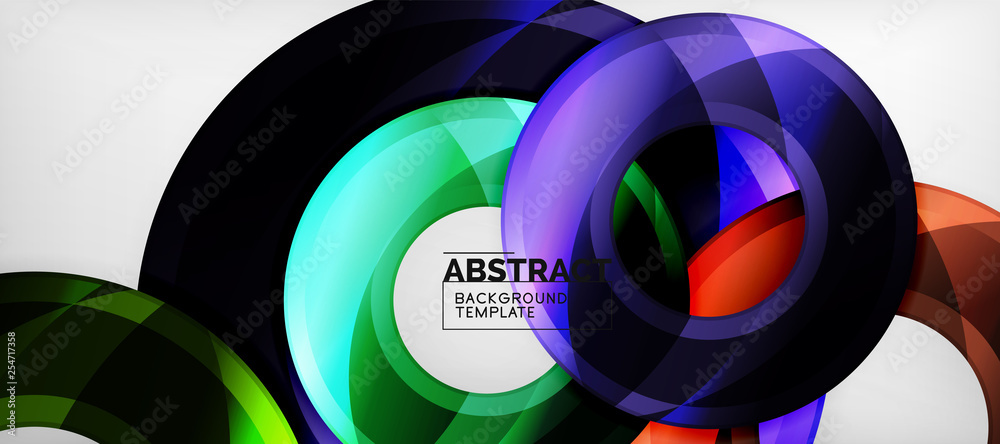 Modern geometric circles abstract background, colorful round shapes with shadow effects Modern geometric circles abstract background, colorful round shapes with shadow effects