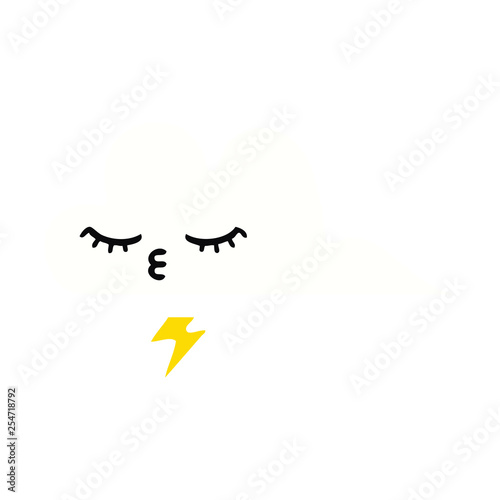 flat color retro cartoon thunder cloud