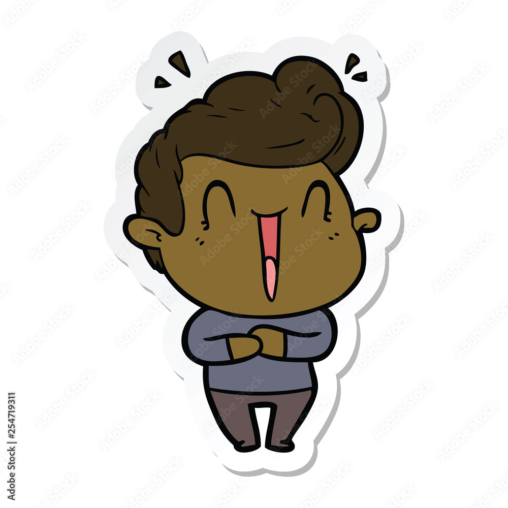 sticker of a excited man cartoon sticker of a excited man cartoon